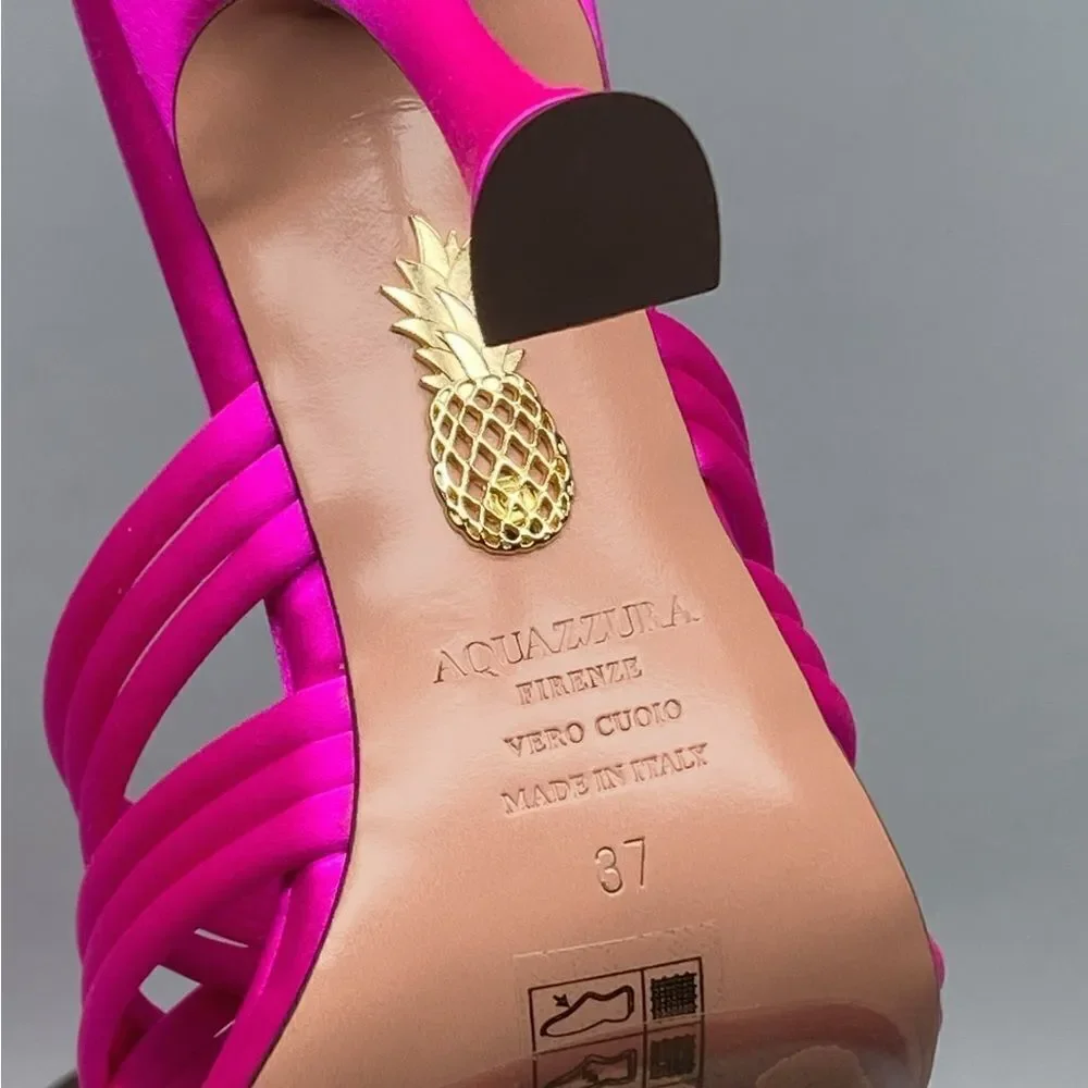 Aquazzura Oahu 95MM Strappy Satin Sandals size 37